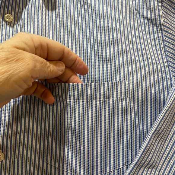 John W. Nordstrom Mens Striped Egyptian Cotton Button-Up Shirt L‎ Blue/White - Picture 8 of 16